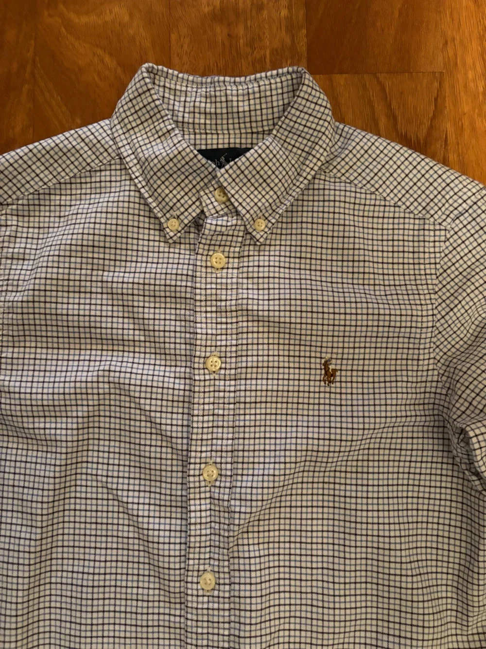 Ralph Lauren White & Navy Check Button-Down Shirt Boys Size 10/12